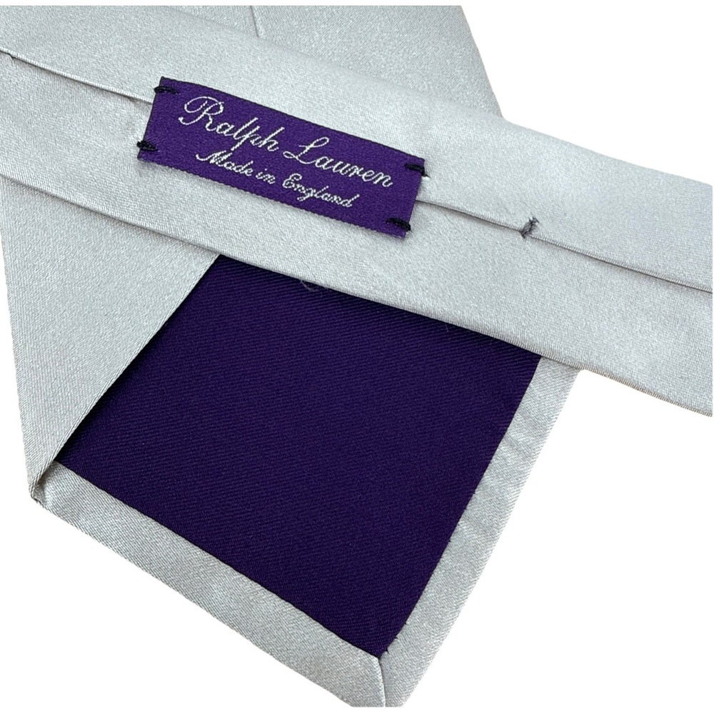Ralph Lauren Purple Label Tie Cream 100% Silk England Handmade Sleek Smooth - Picture 7 of 7
